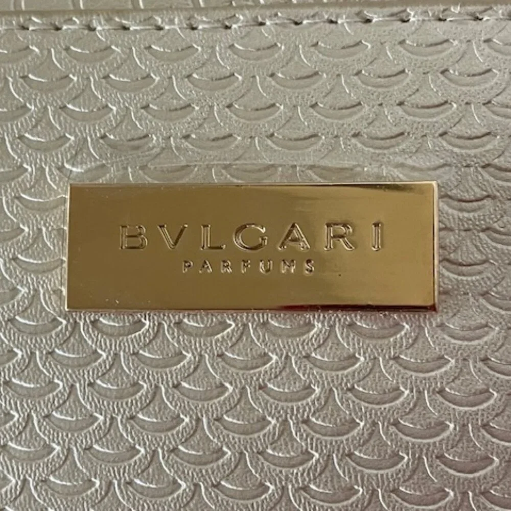 BVLGARI Parfums Pearl Scallop Print Cosmetics Make Up Clutch Bag NWOT